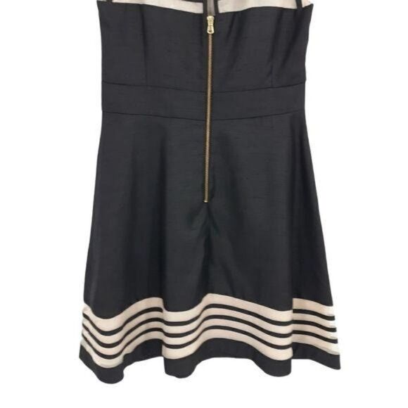 Taylor Silk & Shantung Dress Retro 60's Nautical Illusion Fit & Flare Sz 10 - Picture 8 of 10